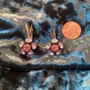 Pink and blue flower earrings